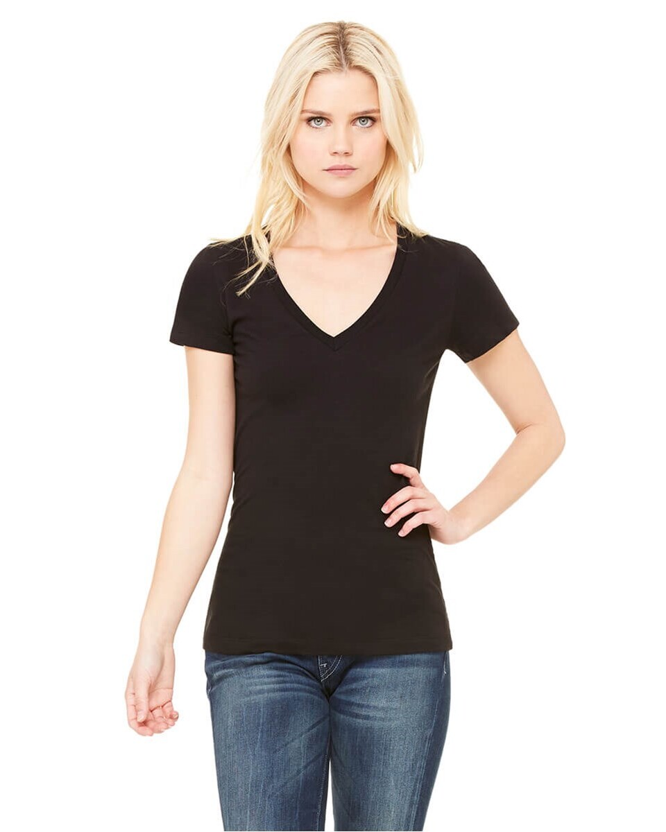 Bella + Canvas 6035 Women's 4.2 oz. Jersey Deep V-Neck T-Shirt ...