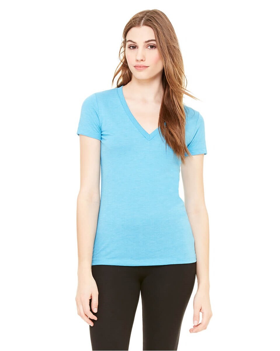 Bella + Canvas 8435 Women's Tri-Blend Deep V-Neck T-Shirt - BlankShirts.com