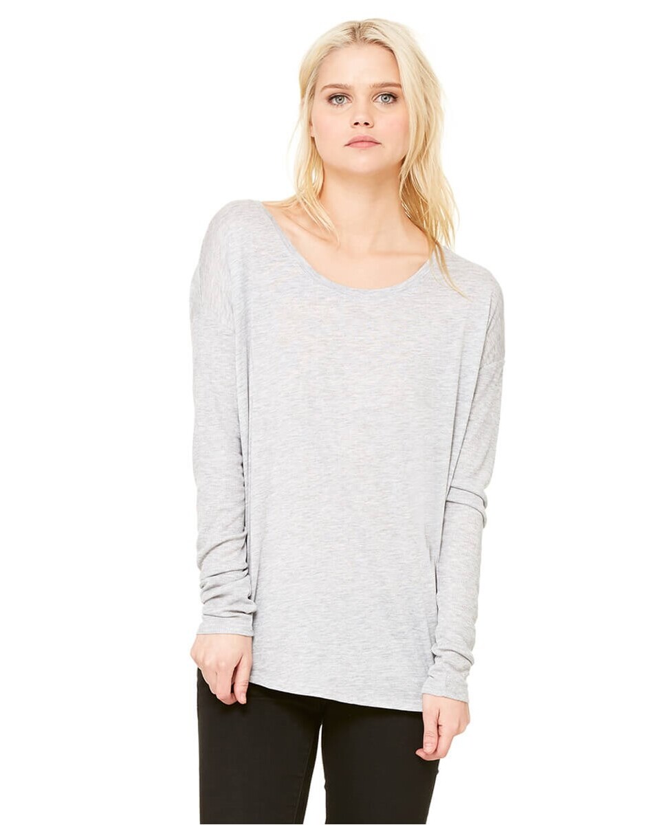 Bella + Canvas 8852 Women's Flowy Long-Sleeve T-Shirt with 2x1 Sleeves ...