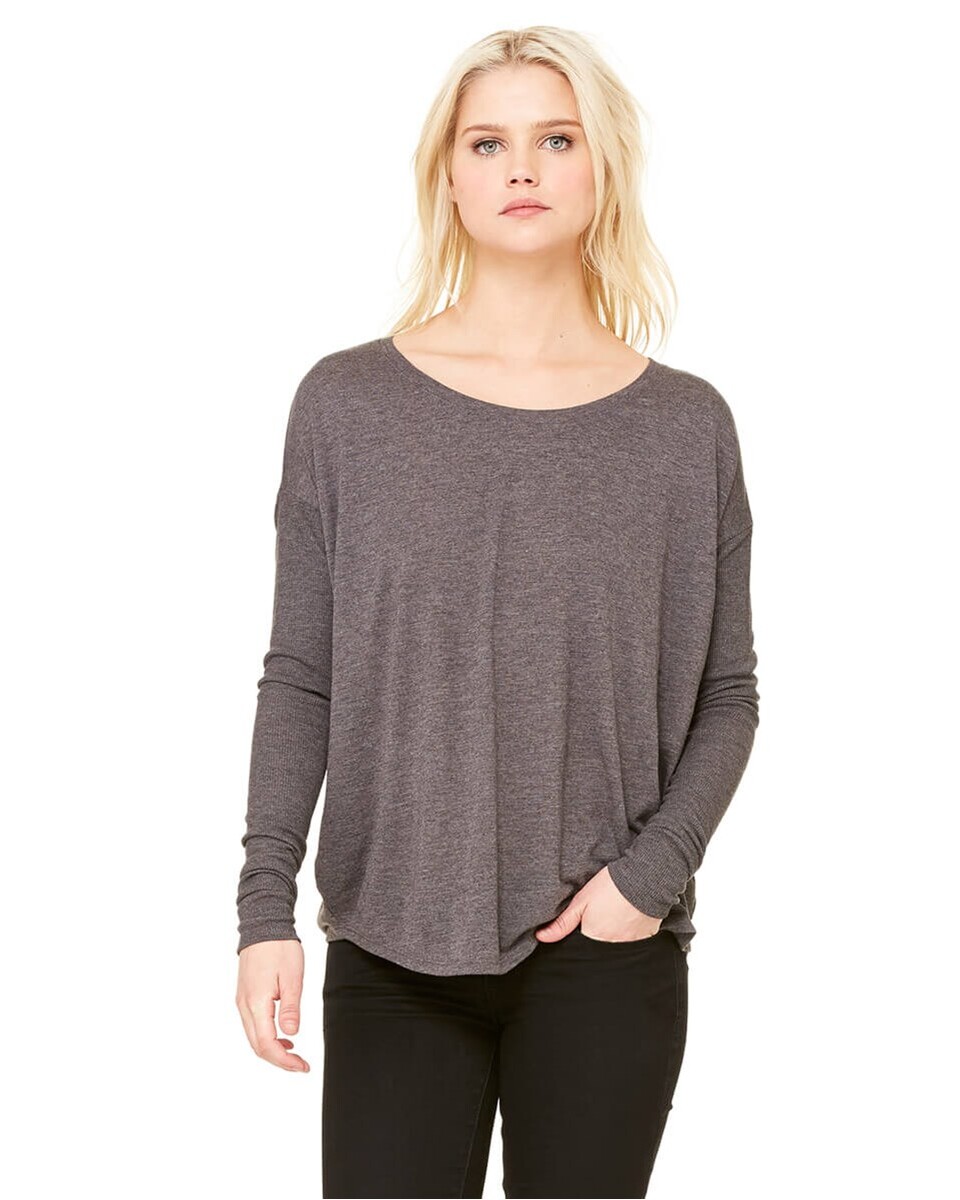Bella + Canvas 8852 Women's Flowy Long-Sleeve T-Shirt with 2x1 Sleeves ...