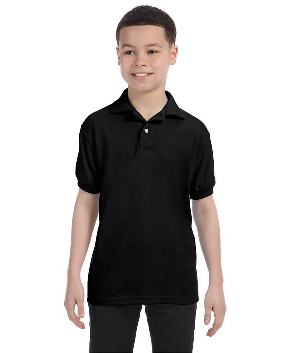 Hanes 054Y Youth EcoSmart 5.5 oz., 50/50 Jersey Knit Polo Shirt ...