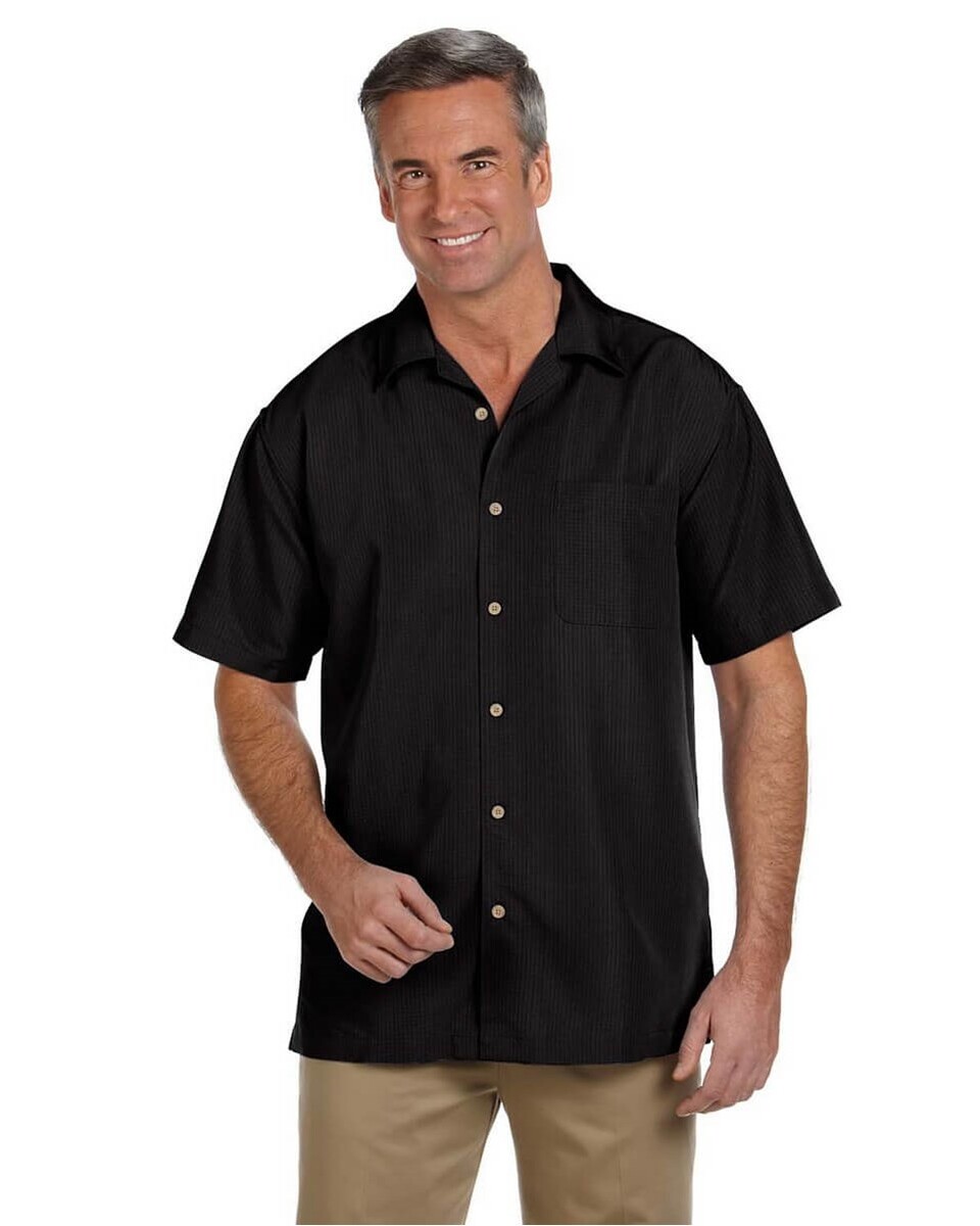 Harriton M560 Men's Barbados Textured Camp Shirt - BlankShirts.com
