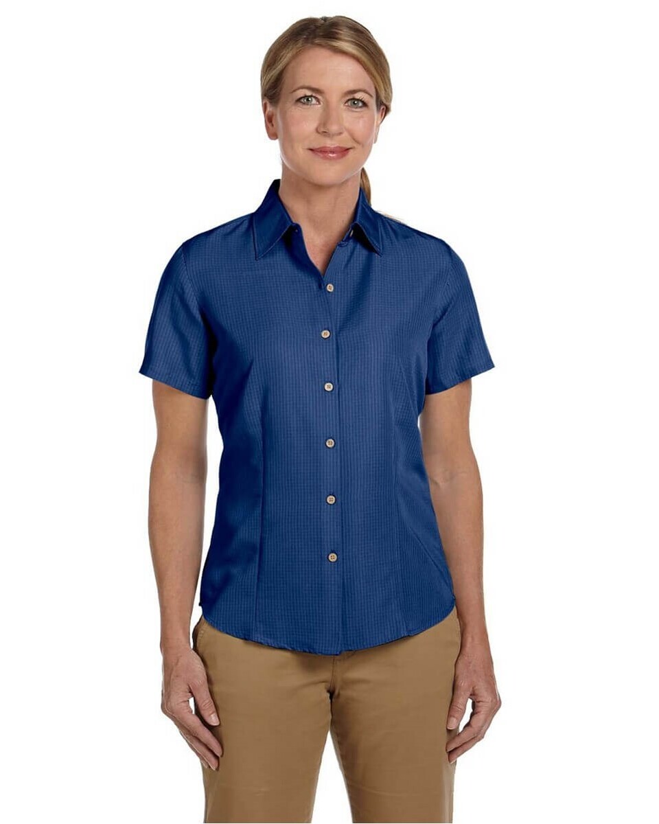 Harriton Men's Barbados Camp Shirt - Textured Fabric, Short Sleeve, Button Front, 4XL Creme