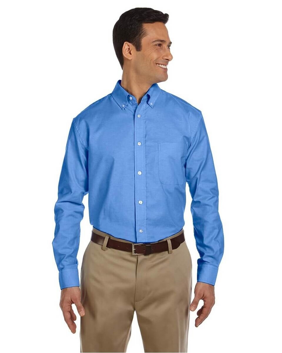Harriton M600 Men's Oxford with Stain-Release - BlankShirts.com
