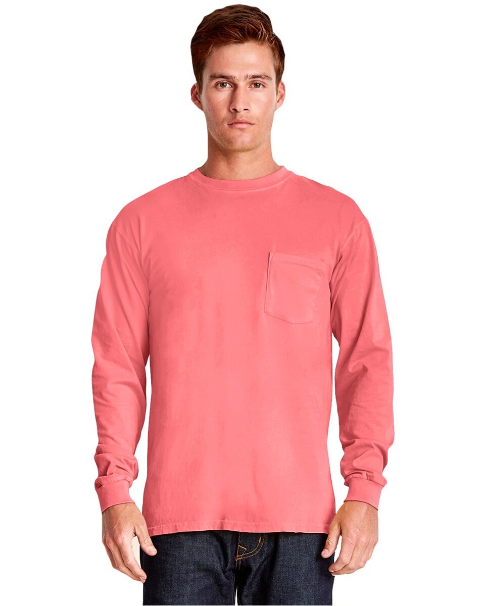 Next Level Apparel 7451 Adult Inspired Dye Long-Sleeve Crew with Pocket ...