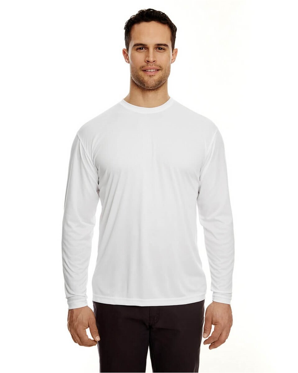 UltraClub Cool & Dry Sport Long-Sleeve Tee – Moisture-Wicking 100% Micro-Polyester, UPF 30+, Anti-Bacterial, Athletic Fit (Grey, Size L) - View #7