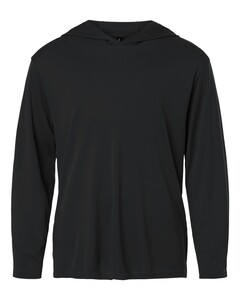 AllPro 48510Y Black-Youth Pro-Lock Performance Hooded Long Sleeve T-Shirt Black