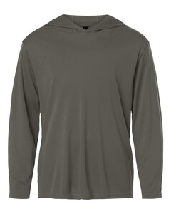 AllPro 48510Y Gray-Youth Pro-Lock Performance Hooded Long Sleeve T-Shirt Gray