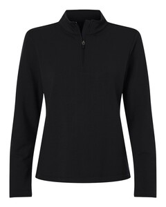 AllPro STF870L Black-Women's Stretch Quarter-Zip Fleece Pullover Black