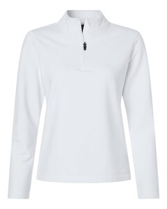 AllPro STF870L White-Women's Stretch Quarter-Zip Fleece Pullover White