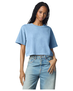 American Apparel 1302GD Blue-Women's Garment-Dyed Heavyweight Cropped Tee Blue