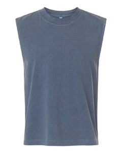 American Apparel 207GD Blue-Unisex Heavyweight Cotton Garment-Dyed Mid-Length Muscle Tee Blue