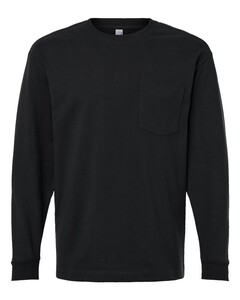 Super Heavyweight Long Sleeve Pocket T-Shirt Black American Apparel 9410 Black
