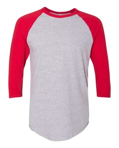 American Apparel BB453W Gray-50/50 Raglan Three-Quarter Sleeve T-Shirt Gray