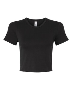 American Apparel BR210 Black-Women's Baby Rib Cropped Tee Black