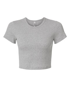 American Apparel BR210 Gray-Women's Baby Rib Cropped Tee Gray