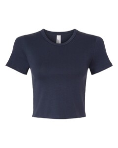 American Apparel BR210 Navy-Women's Baby Rib Cropped Tee Navy