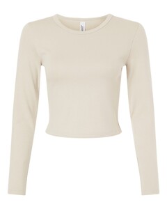 American Apparel BR2107 Natural-Women's Baby Rib Long Sleeve Cropped Tee Natural