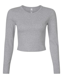 American Apparel BR2107 Gray-Women's Baby Rib Long Sleeve Cropped Tee Gray