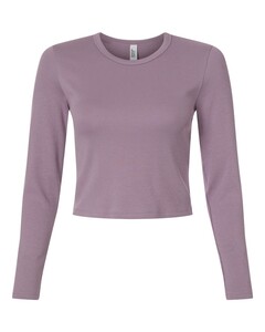 American Apparel BR2107 Purple-Women's Baby Rib Long Sleeve Cropped Tee Purple