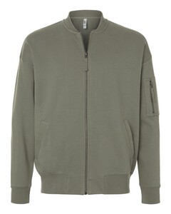 American Apparel FTJ77 Green-Unisex French Terry Bomber Jacket Green