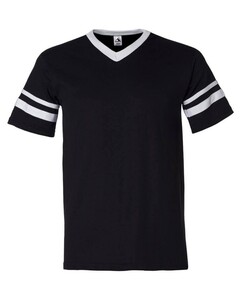Augusta Sportswear 360 Black-V-Neck Jersey with Striped Sleeves Black