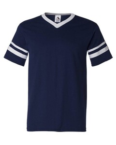 Augusta Sportswear 360 Navy-V-Neck Jersey with Striped Sleeves Navy