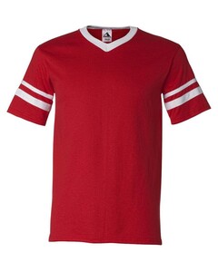 Augusta Sportswear 360 Red-V-Neck Jersey with Striped Sleeves Red