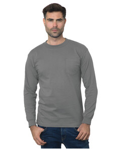 Bayside 3055 Gray-Union-Made Long Sleeve Pocket T-Shirt Gray
