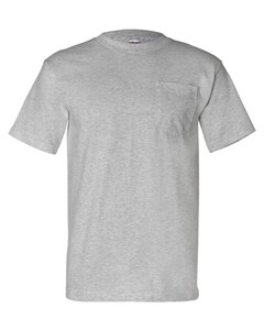 Bayside 7100 Gray-USA-Made Short Sleeve T-Shirt with a Pocket Gray