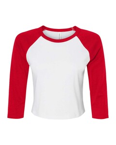 Bella + Canvas 1200 White-Women's Micro Rib 3/4 Raglan Sleeve Baby T-Shirt White