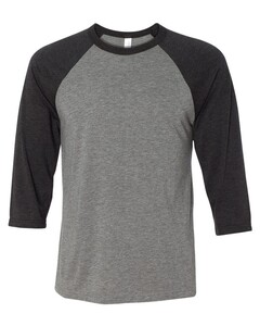 Unisex Tri-Blend 3/4-Sleeve Raglan T-Shirt Gray Bella + Canvas 3200 Gray