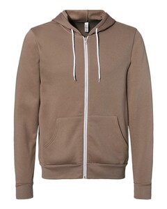 Bella + Canvas 3739 Brown-Unisex Sponge Fleece Zip-Up Hoodie Brown