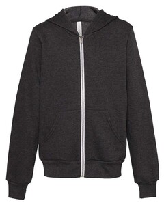 Youth Sponge Fleece Full-Zip Hoodie Gray Bella + Canvas 3739Y Gray