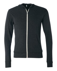 Triblend Unisex Lightweight T-Shirt Zip-Up Hoodie Gray Bella + Canvas 3939 Gray