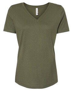 Bella + Canvas 6405 Green-Missy Short Sleeve V-Neck T-Shirt Green