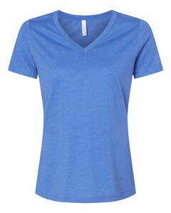 Women's Relaxed Heather CVC V-Neck Tee Blue Bella + Canvas 6405CVC Blue