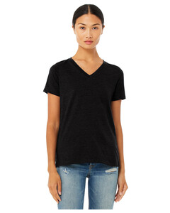 Bella + Canvas 6405CVC Black-Women's Relaxed Heather CVC V-Neck Tee Black