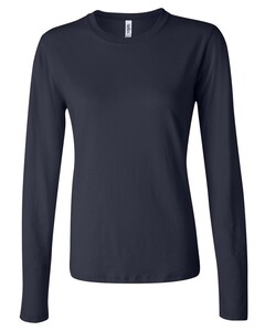 Women's Long Sleeve Crewneck Jersey T-Shirt Navy Bella + Canvas 6500 Navy
