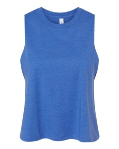 Women's Racerback Cropped Tank Top Blue Bella + Canvas 6682 Blue