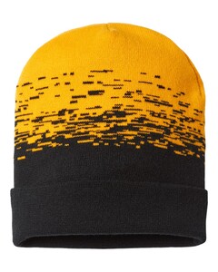 Cap America RKS12 Black-Static Pattern Knit with Cuff Black