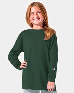 Champion CH1751 Green-Youth Long Sleeve T-Shirt Green