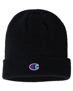 Ribbed Knit Cuffed Beanie Black Champion CS4003 Black
