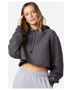 Champion RW01W Gray-Women's Reverse Weave&reg; Hooded Cropped Sweatshirt Gray