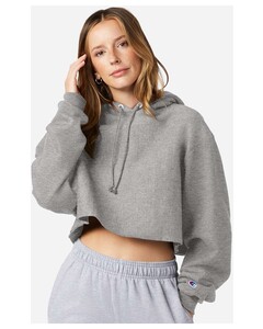 Champion RW01W Gray-Women's Reverse Weave&reg; Hooded Cropped Sweatshirt Gray