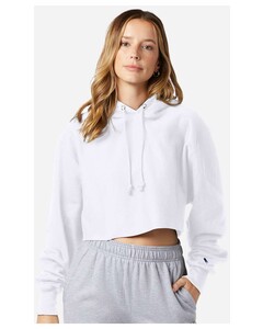 Champion RW01W White-Women's Reverse Weave&reg; Hooded Cropped Sweatshirt White