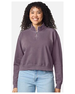 Comfort Colors 1580L Blue-Women's Garment-Dyed Mid-Length Quarter-Zip Sweatshirt Blue