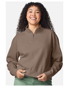 Comfort Colors 1580L Brown-Women's Garment-Dyed Mid-Length Quarter-Zip Sweatshirt Brown