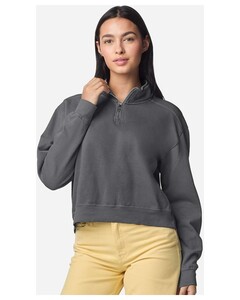 Comfort Colors 1580L Gray-Women's Garment-Dyed Mid-Length Quarter-Zip Sweatshirt Gray