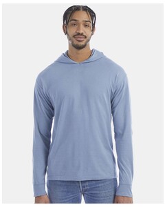 Garment-Dyed Jersey Hooded Long Sleeve T-Shirt Blue-Green Comfortwash By Hanes GDH280 Blue-Green